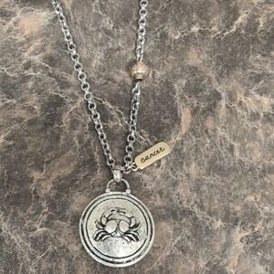Chico's Silver Chain Zodiac Sign Cancer Necklace